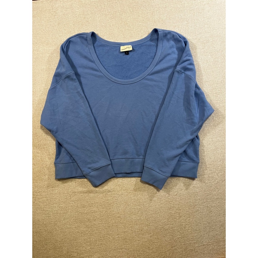 XXL Powder Blue Oversized Scoop Neck Drop Shoulder Sweatshirt Cotton
